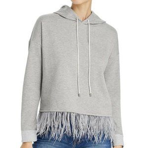 Aqua Womens Gray Feather Trim Pullover Hoodie S
